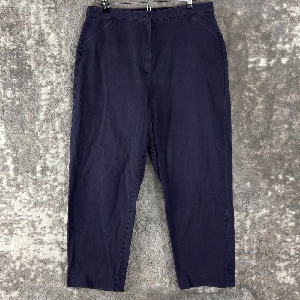 Dressbarn‎ Size 12 Minimalist Straight Leg Ankle Pants Purple Blue Button Zip